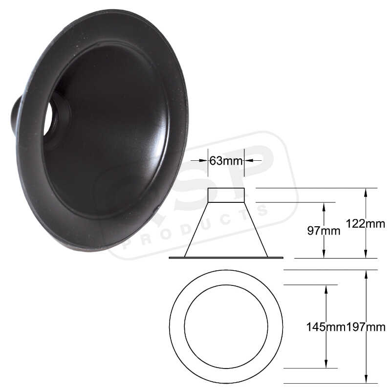 Einlass 63mm schwarz.