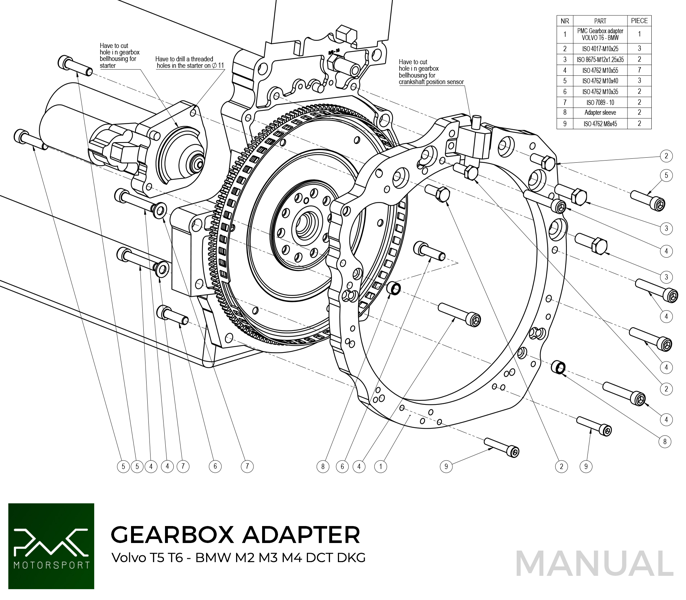 Gearbox adapter plate VOLVO "white block" B4x/B5x/B6x