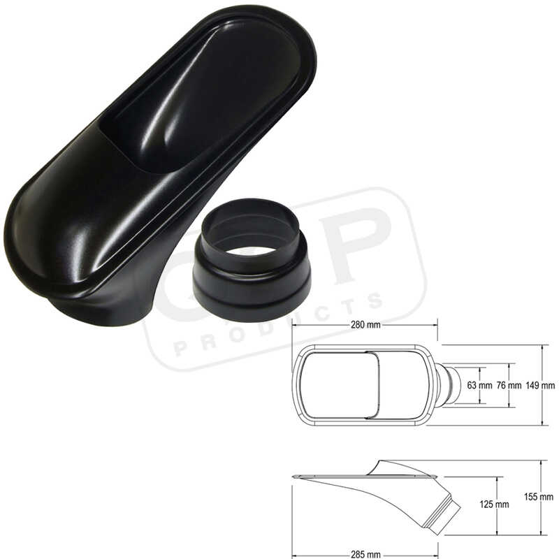 Einlass 63 + 76 mm schwarz