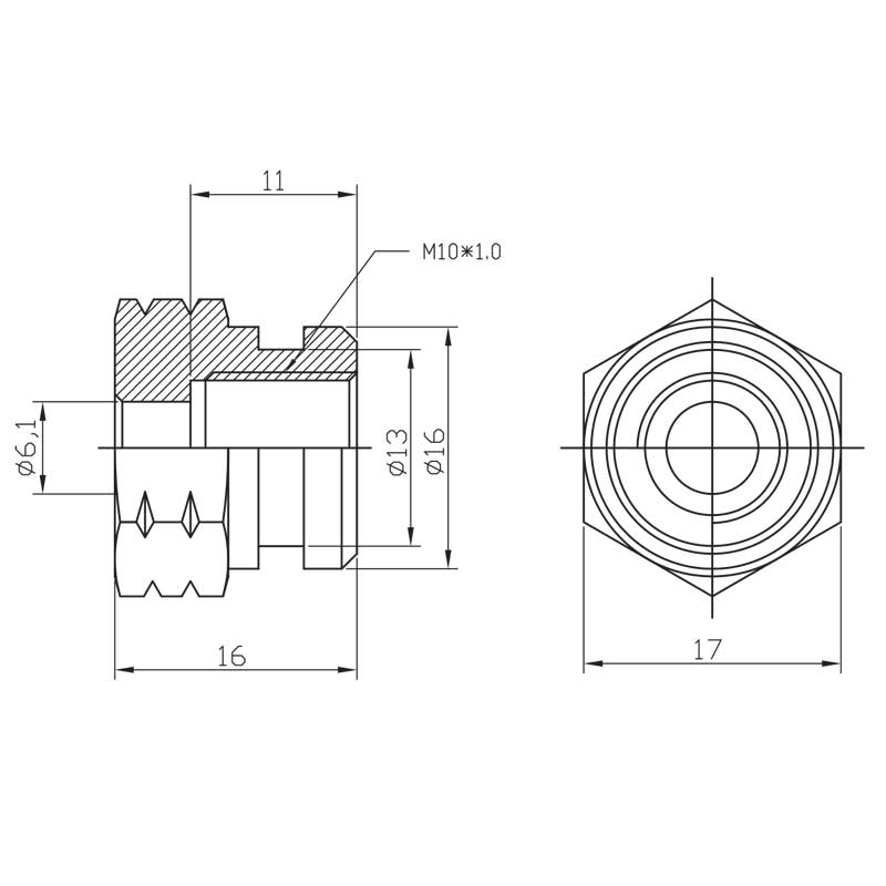 Bremsbeschlag weibliche M10x1