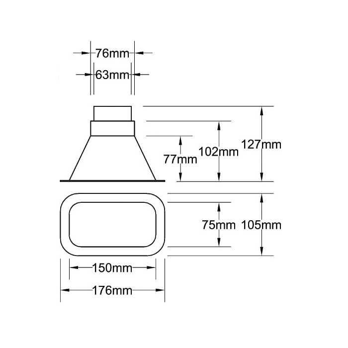 Einlass 63 + 76 mm schwarz