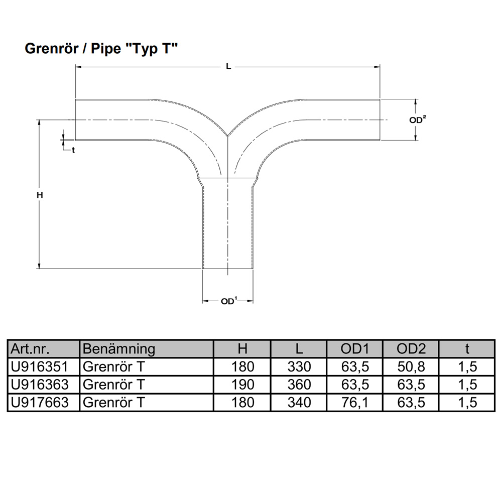 T-Pipe 76x63,5 Rostfrei