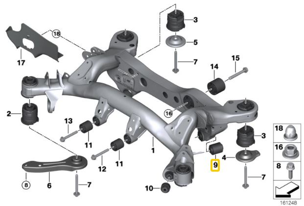 IRP Hinterer Subframe Buchsen Aluminium BMW E8x, E9x, F87 M2, F80 M3, F82 M4