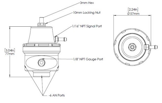 Turbosmart Kraftstoffdruckregler AN6 Blau
