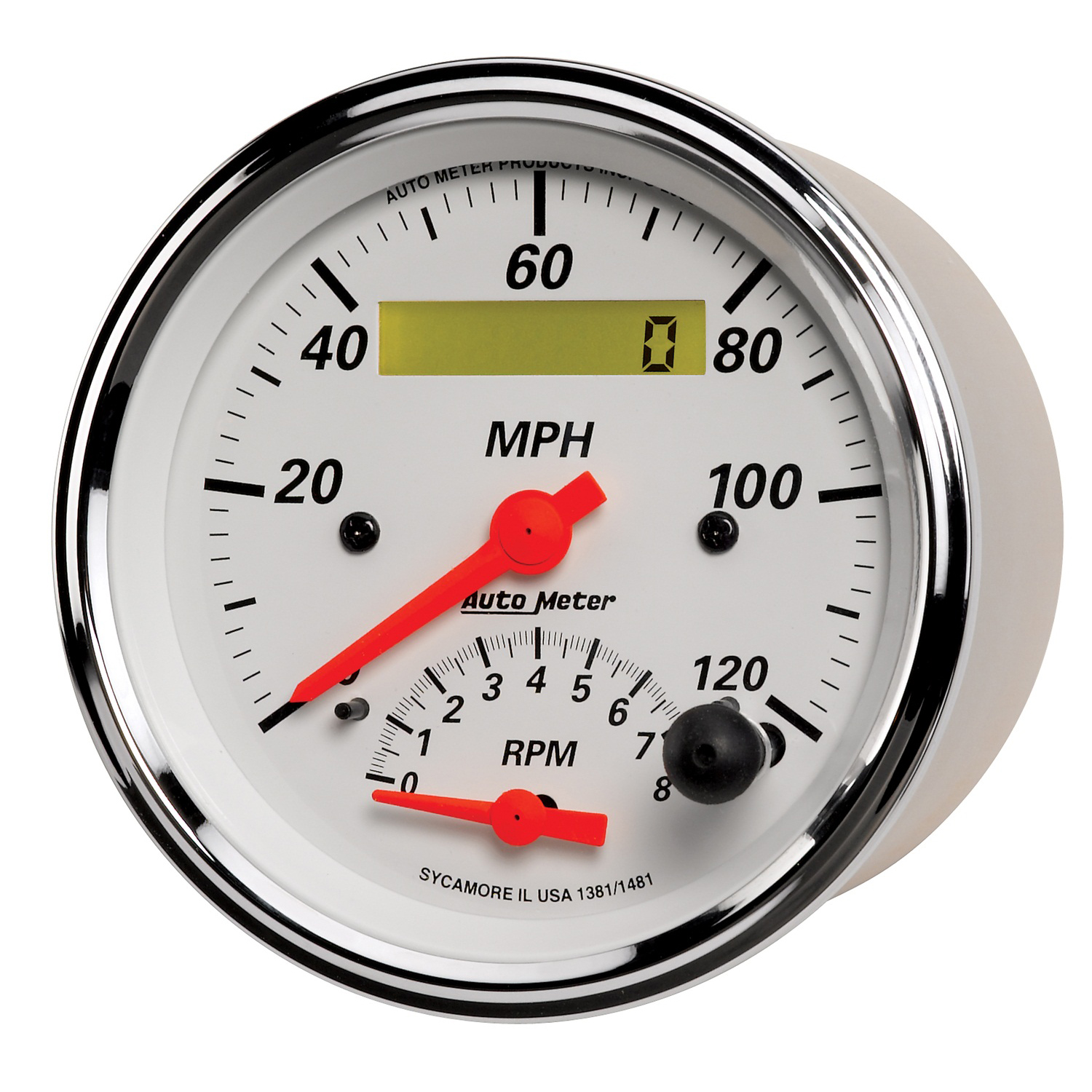3-3/8" Drehzahlmesser/Drehzahlmesser Combo, 8k Rpm/120 Mph, Arctic White