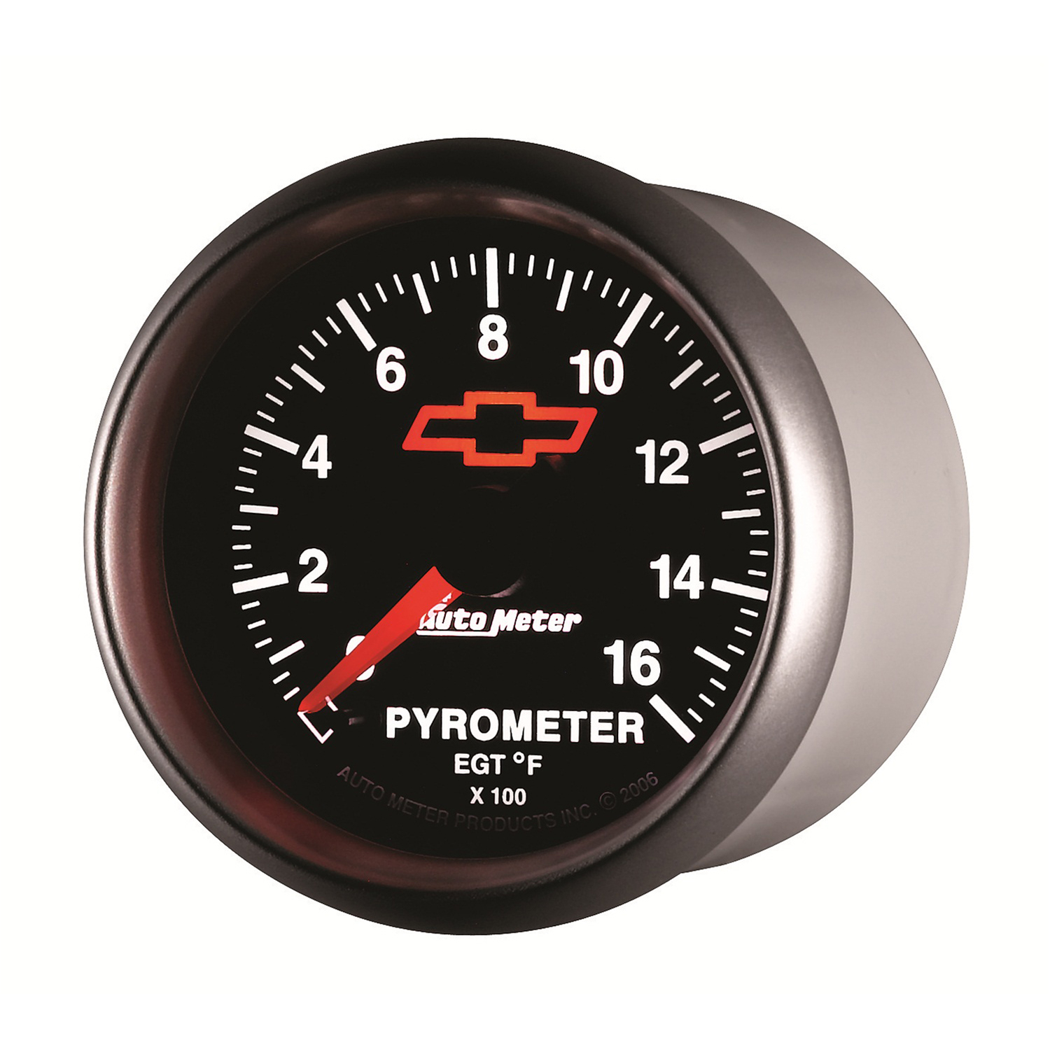 2-1/16" Pyrometer, 0-1600 °F, Chevy Red Bowtie, Black