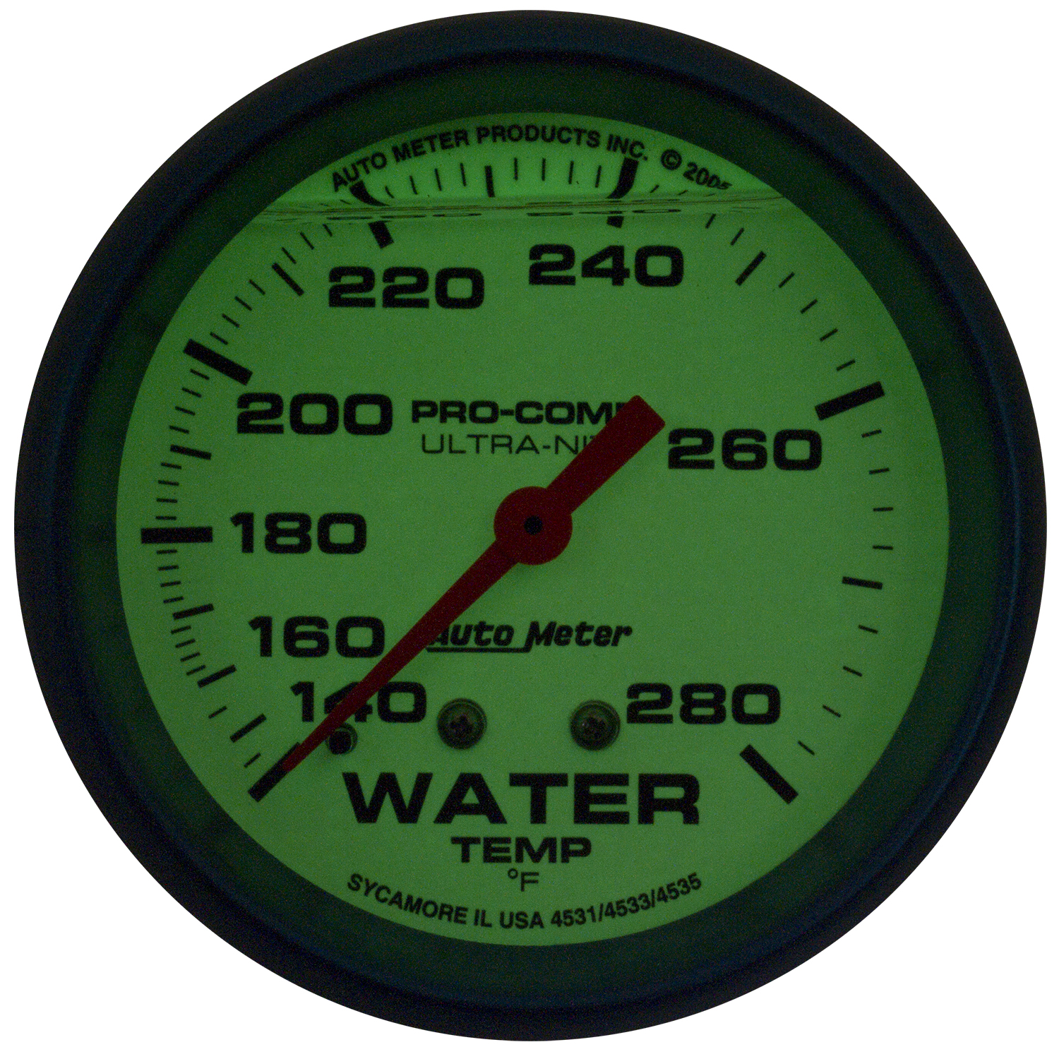 2-5/8" Wassertemperatur, Liquid Filled, 140-280 °F, Ultra-Nite