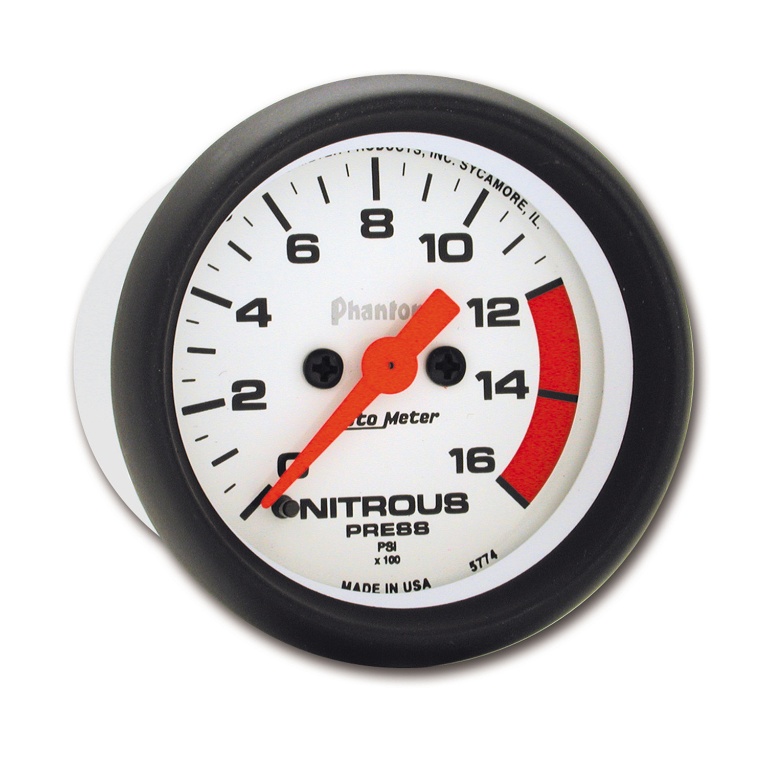 2-1/16" Nitrous Druck, 0-1600 Psi, Phantom