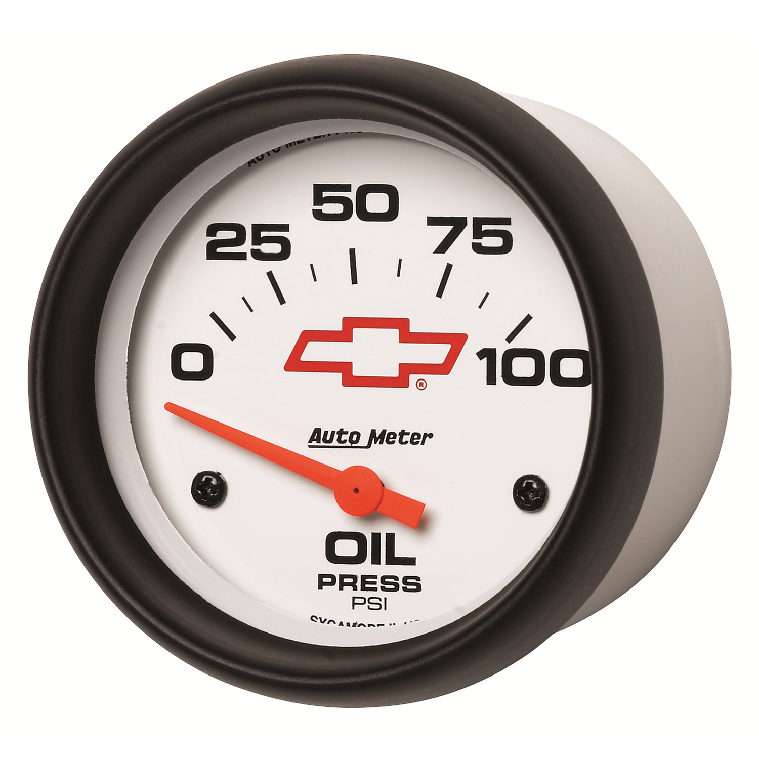 2-5/8" Öldruck, 0-100 Psi, Chevy Red Bowtie, White