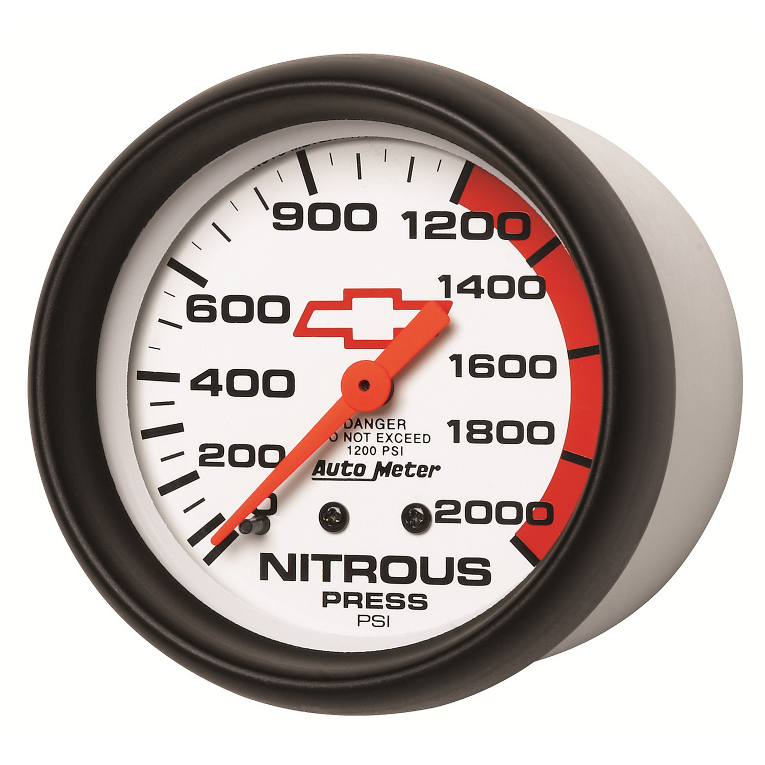 2-5/8" Nitrous Druck, 0-2000 Psi, Chevy Red Bowtie, White