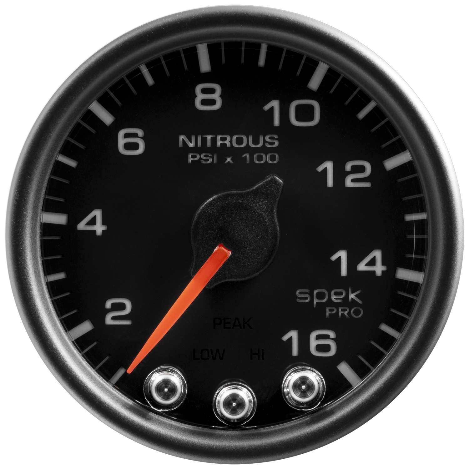 2-1/16" Nitrous Druck, 0-1600 Psi, Spek-Pro, Black/Black