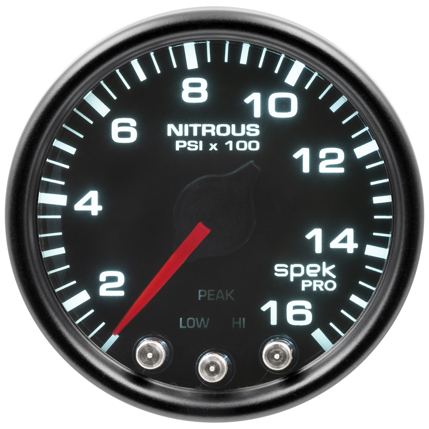 2-1/16" Nitrous Druck, 0-1600 Psi, Spek-Pro, Black/Black