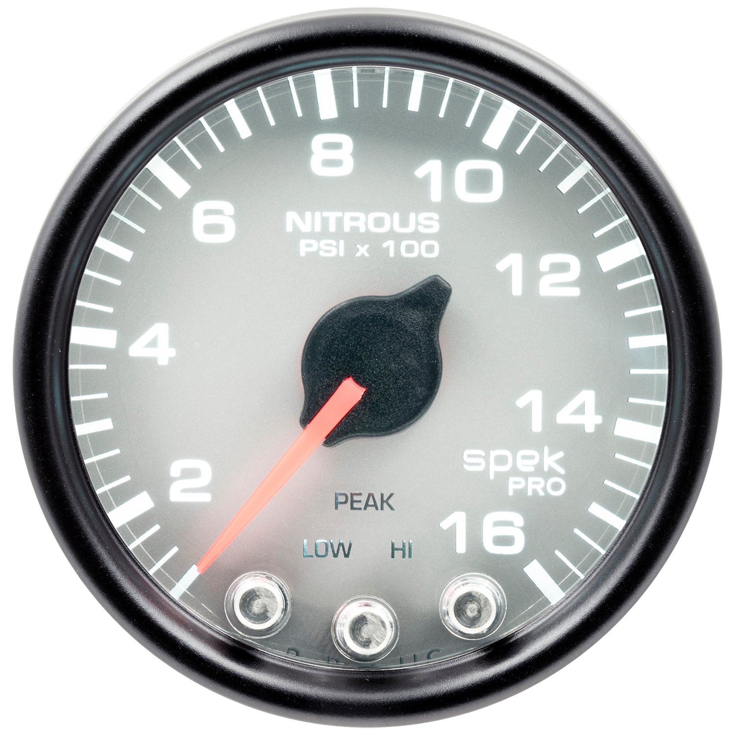 2-1/16" Nitrous Druck, 0-1600 Psi, Spek-Pro, Silver/Black