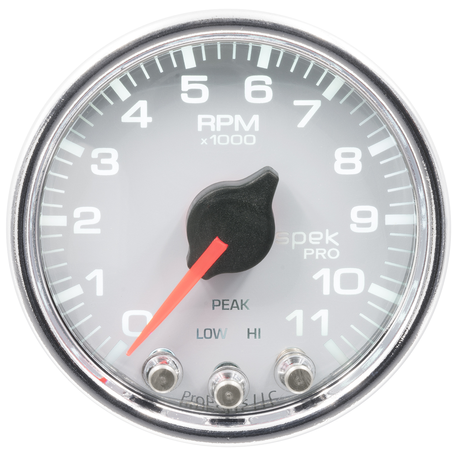 2-1/16" In-Dash Drehzahlmesser, 0-11,000 Rpm, Spek-Pro, White/Chrome