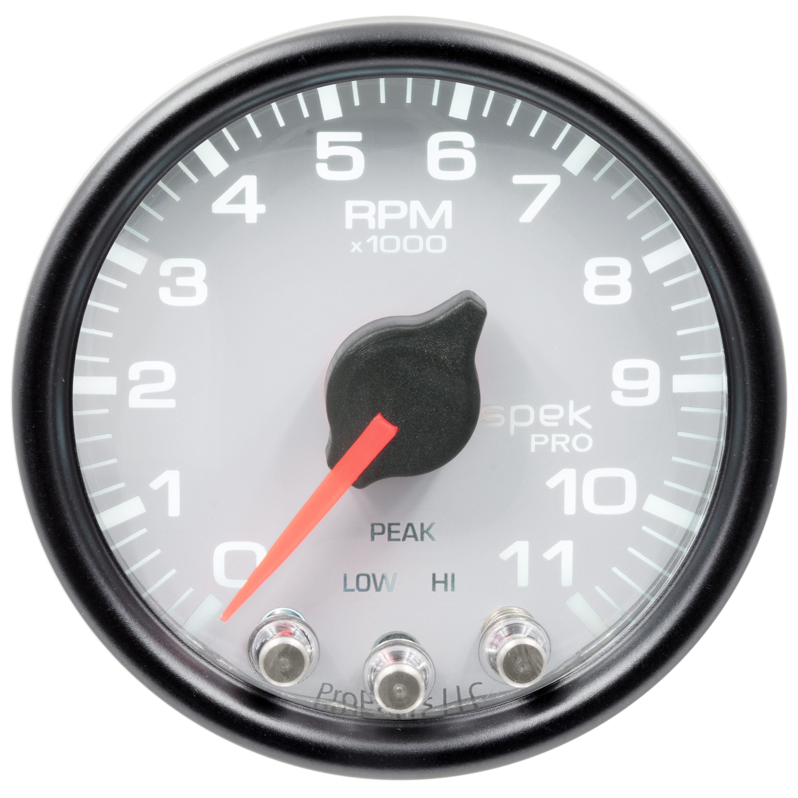 2-1/16" In-Dash Drehzahlmesser, 0-11,000 Rpm, Spek-Pro, White/Black