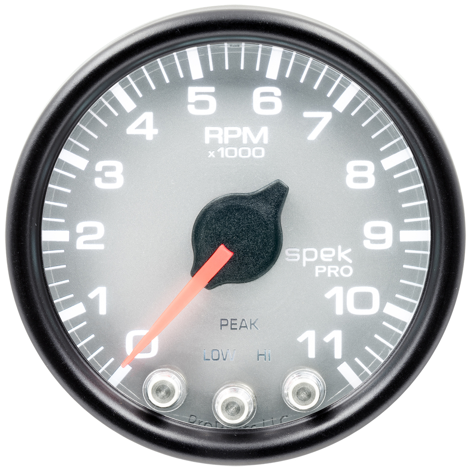 2-1/16" In-Dash Drehzahlmesser, 0-11,000 Rpm, Spek-Pro, Silver/Black