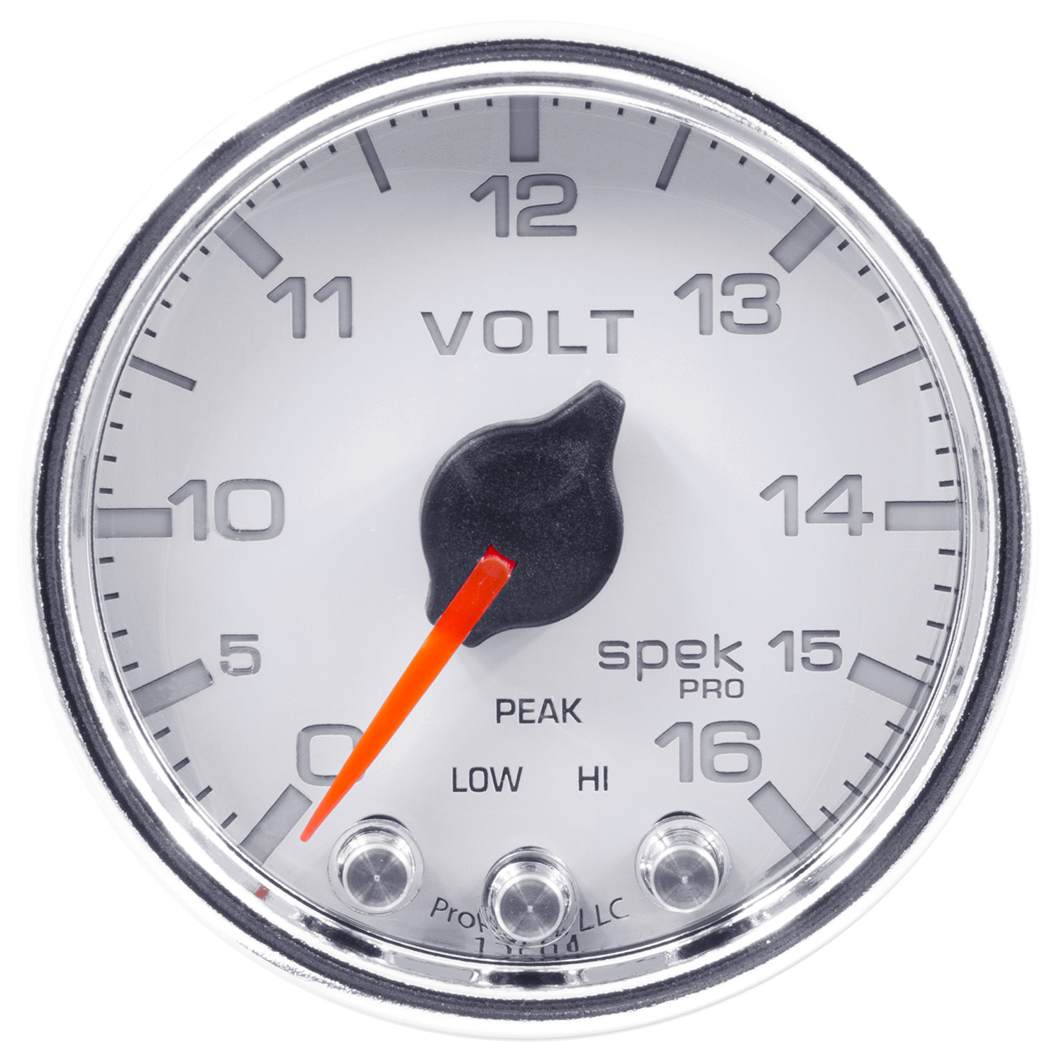 2-1/16" Voltmeter, 0-16v, Spek-Pro, White/Chrome