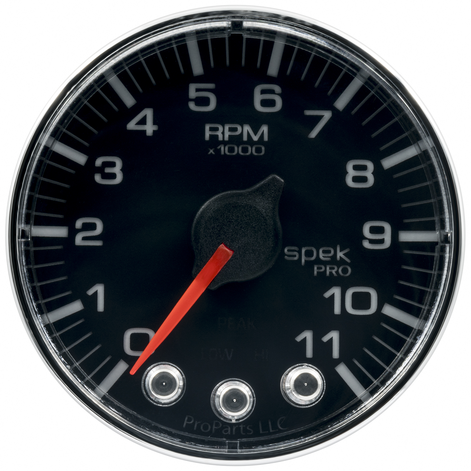 2-1/16" In-Dash Drehzahlmesser, 0-11,000 Rpm, Spek-Pro, Black/Chrome