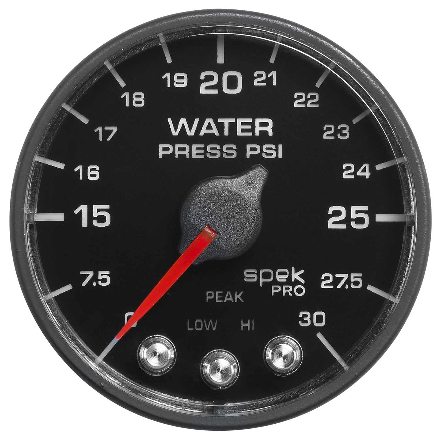 2-1/16" Wasserdruck, 0-30 Psi, Spek-Pro, Black/Black, Ecu