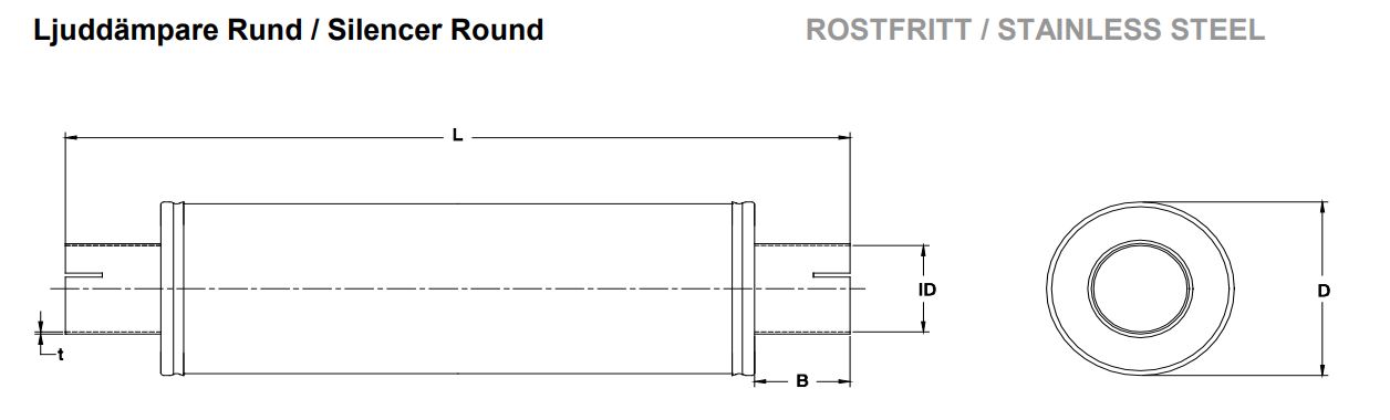 Schalldämpfer rund 2,5" Hülsen Edelstahl