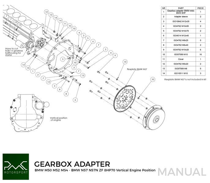 DEMO Getriebeadapter BMW M50 S50 M52 M54 / N57N N57