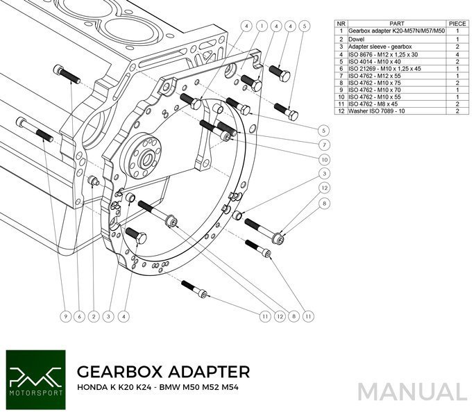 PMC Getriebeadapterplatte Honda K K20 K24