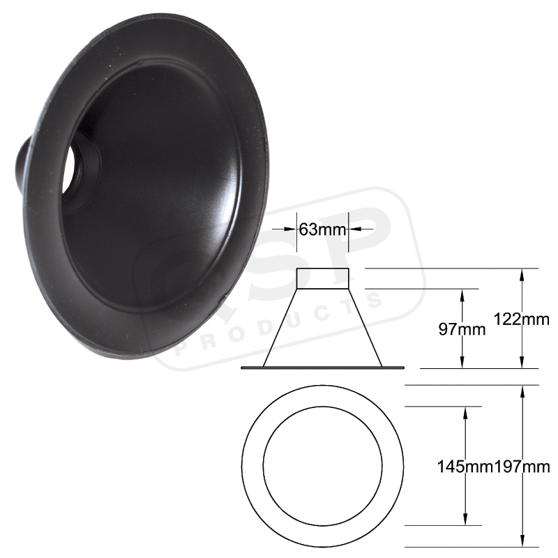 Einlass 63mm schwarz.