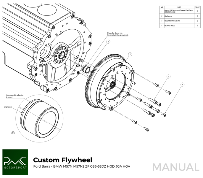 Adapter kit Ford Barra engine - BMW M57N Gearbox