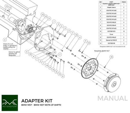 Getriebeadapter BMW M57 3.0D - BMW ZF 8HP 8HP70 8HP50 / GS6-53DZ JGL