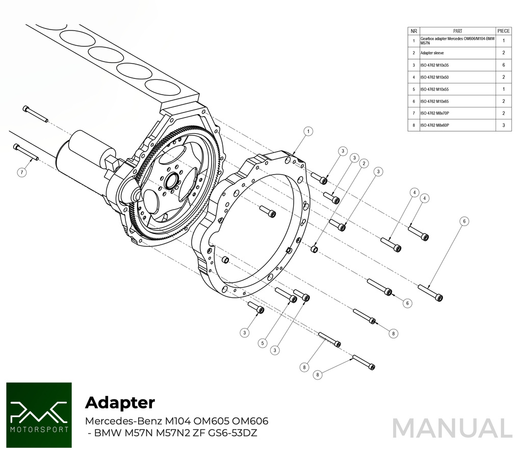 Adapterplatte Mercedes M104 / OM605 / OM606