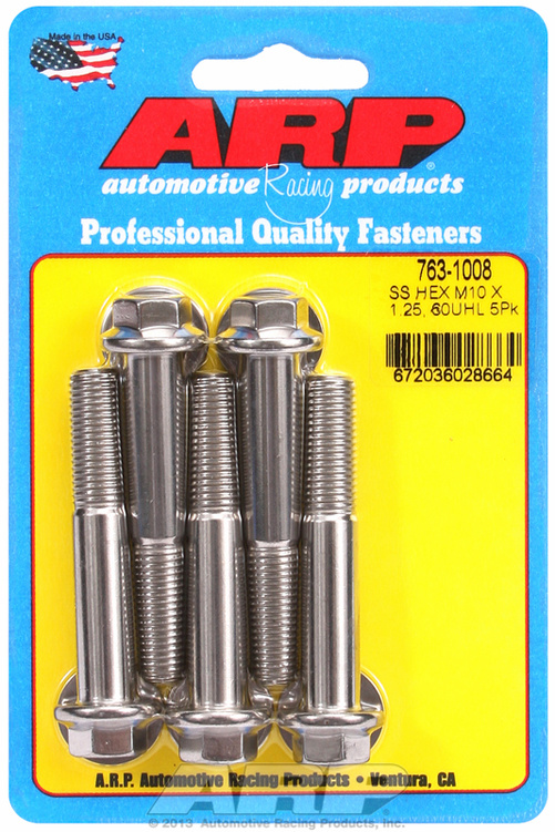M10 x 1.25 x 60 hex SS bolts (5pcs)