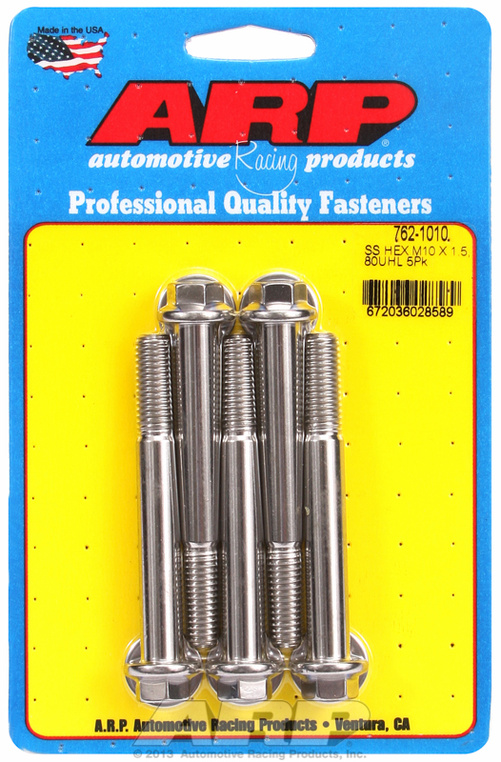 M10 x 1.50 x 80 hex SS bolts (5pcs)
