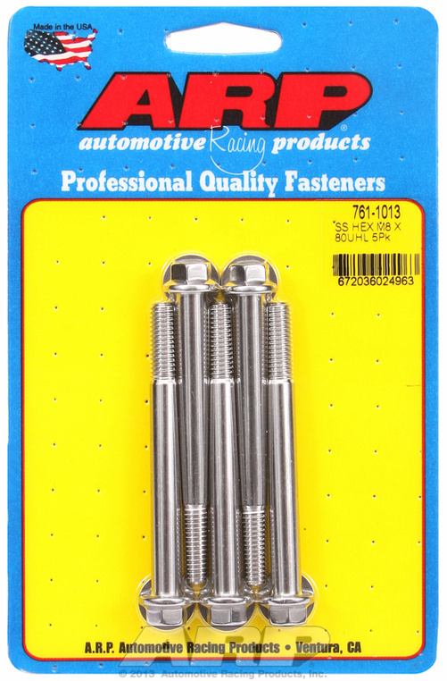 M8 x 1.25 x 80 hex SS bolts (5pcs)