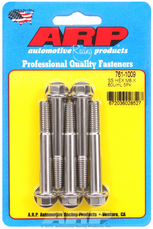 M8 x 1.25 x 60  hex SS bolts (5pcs)