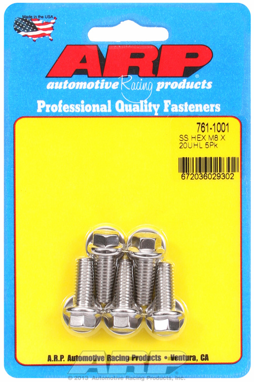 M8 x 1.25 x 20 hex SS bolts (5pcs)