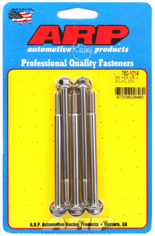 M6 x 1.00 x 90  hex SS bolts (5pcs)