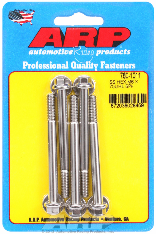M6 x 1.00 x 70 hex SS bolts (5pcs)