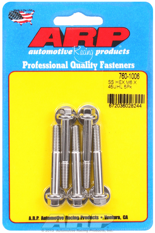 M6 x 1.00 x 45 hex SS bolts (5pcs)