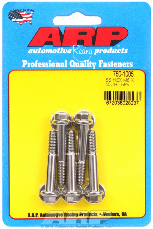 M6 x 1.00 x 40 hex SS bolts (5pcs)