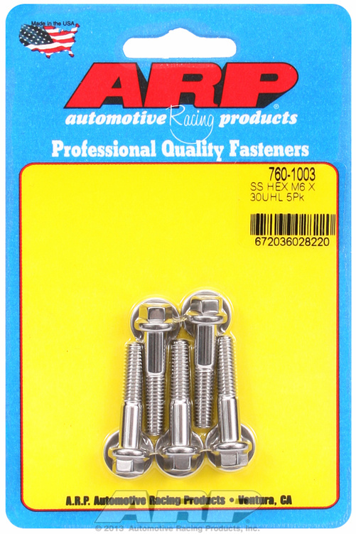 M6 x 1.00 x 30 hex SS bolts (5pcs)