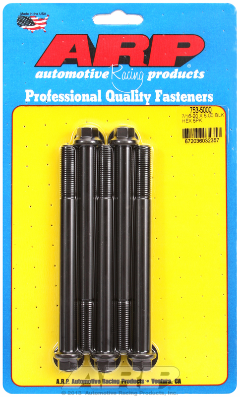 "7/16""-20 x 5.000 hex black oxide bolts" (5pcs)