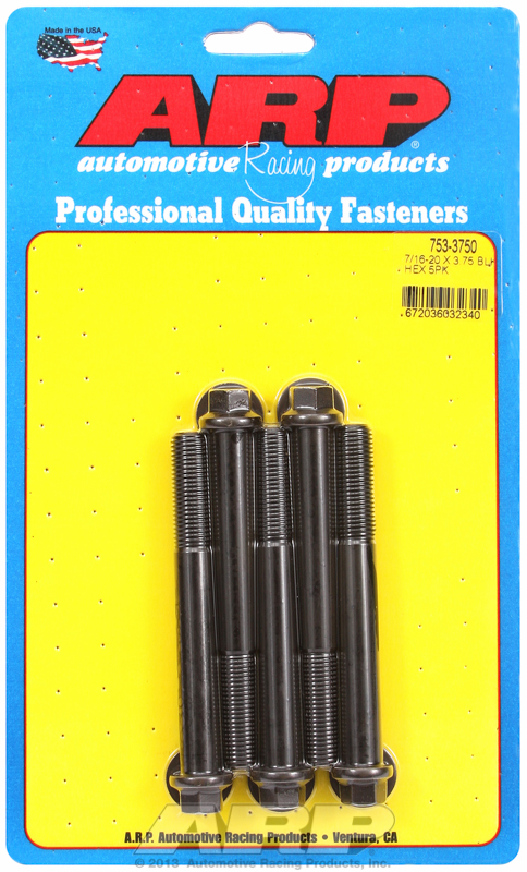 "7/16""-20 x 3.750 hex black oxide bolts" (5pcs)