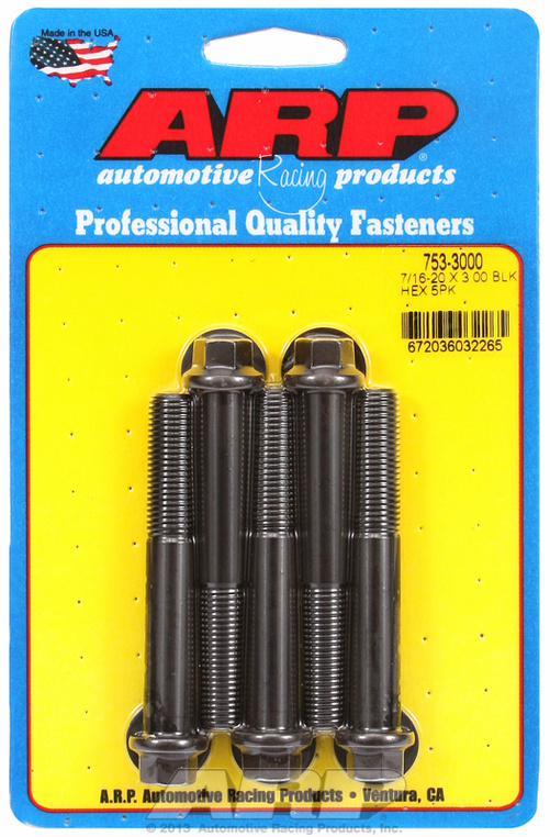 "7/16""-20 x 3.000 hex black oxide bolts" (5pcs)
