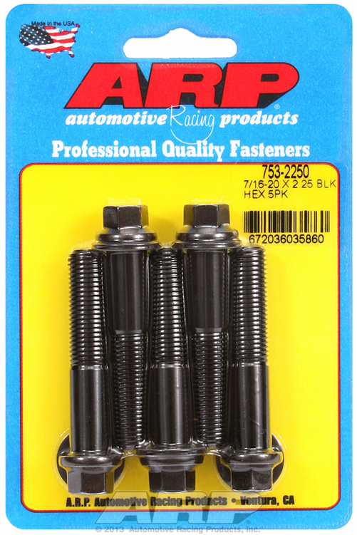 "7/16""-20 x 2.250 hex black oxide bolts" (5pcs)