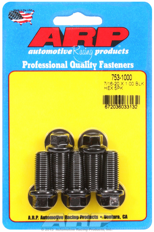 "7/16""-20 x 1.000 hex black oxide bolts" (5pcs)
