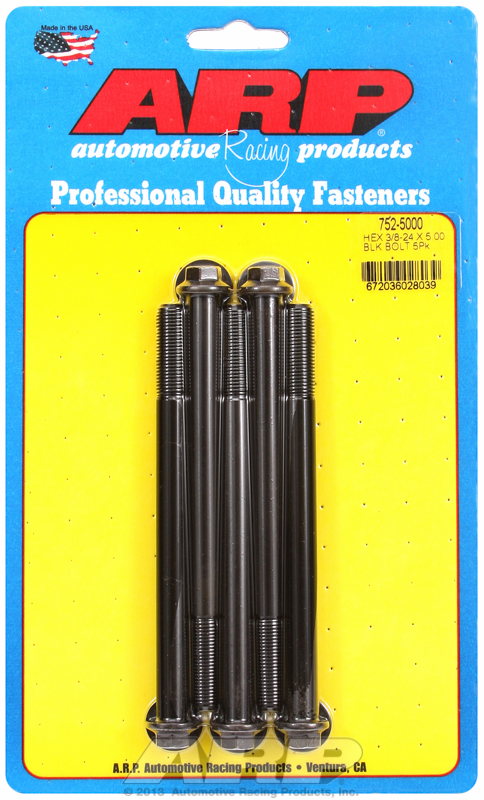 "3/8""-24 x 5.000 hex black oxide bolts" (5pcs)