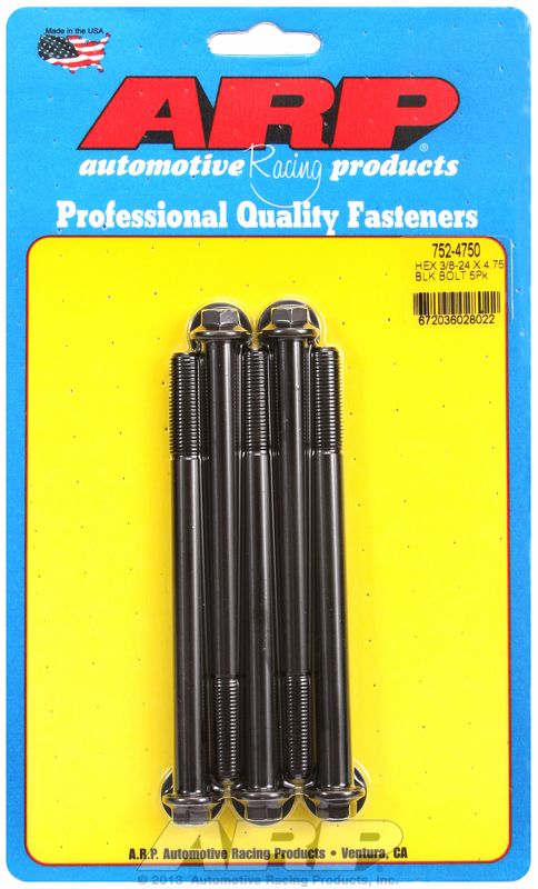 "3/8""-24 x 4.750 hex black oxide bolts" (5pcs)