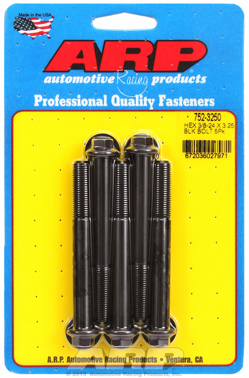 "3/8""-24 x 3.250 hex black oxide bolts" (5pcs)