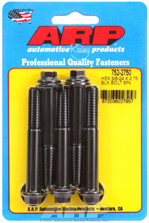 "3/8""-24 x 2.750 hex black oxide bolts" (5pcs)