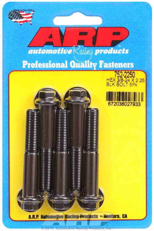 "3/8""-24 x 2.250 hex black oxide bolts" (5pcs)
